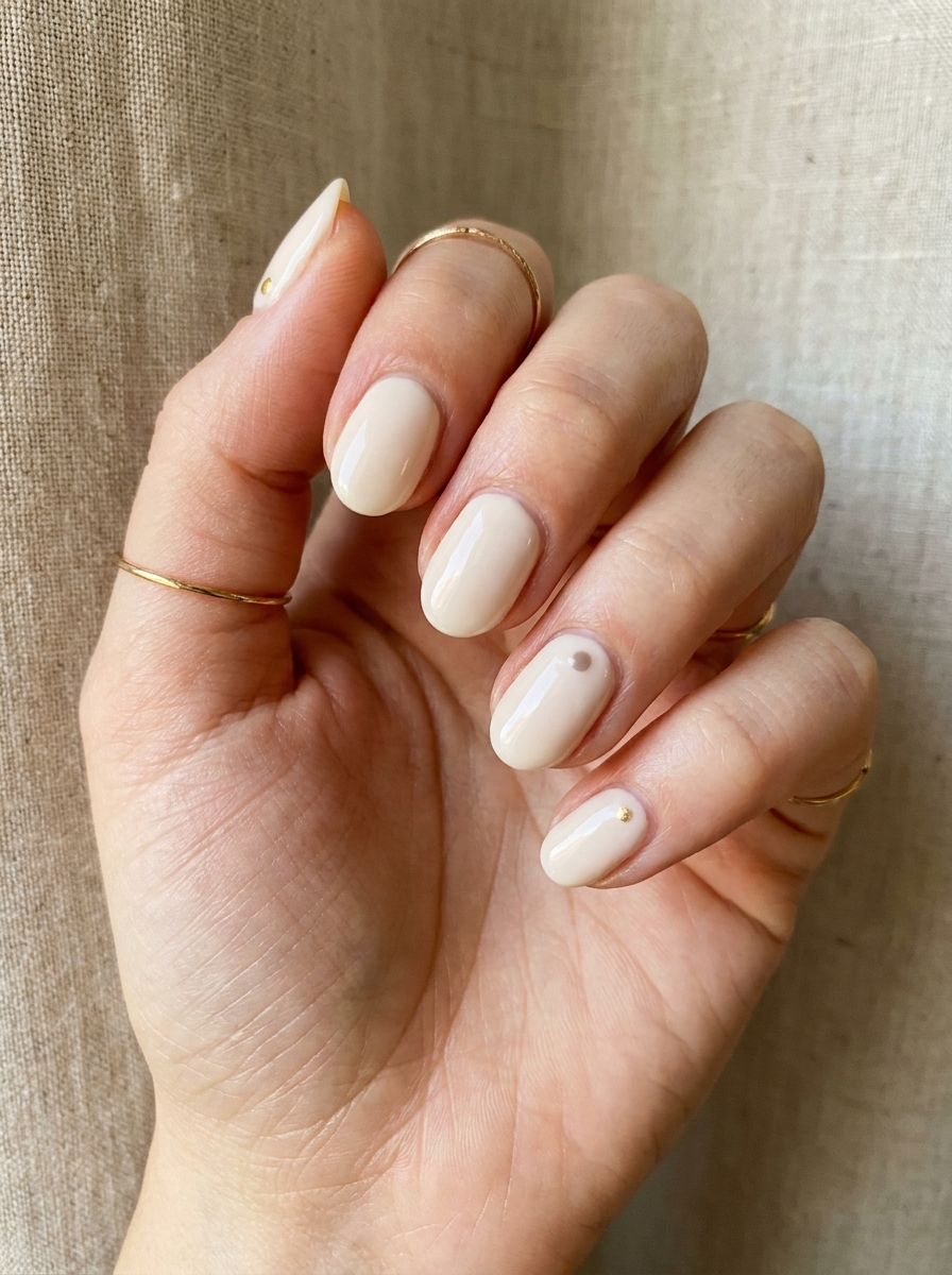 Warm Nude Square Nails als schlichte neutrale Herbstmaniküre 2026